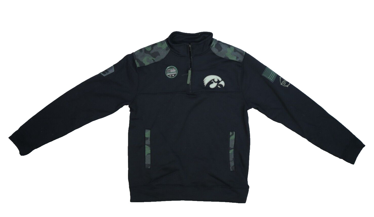 Iowa Hawkeyes Colosseum Black OHT Military Appreciation Fleece Jacket Mens M