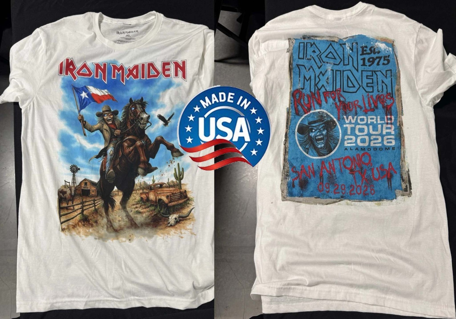 🔥HOT Iron Maiden T Shirt San Antonio, TX Alamodome 2026 Two Sided  Reprint