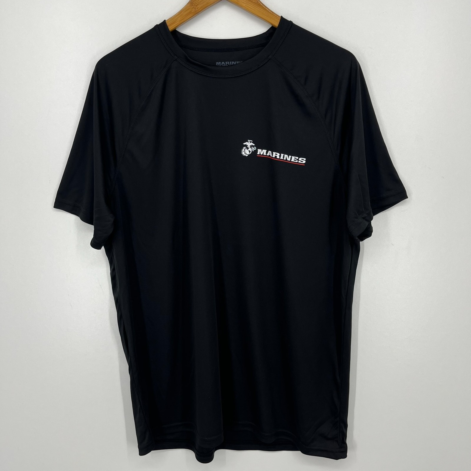 USMC Marines Short Sleeve T-Shirt Men\'s Size L Black Moisture Wicking USA NWOT