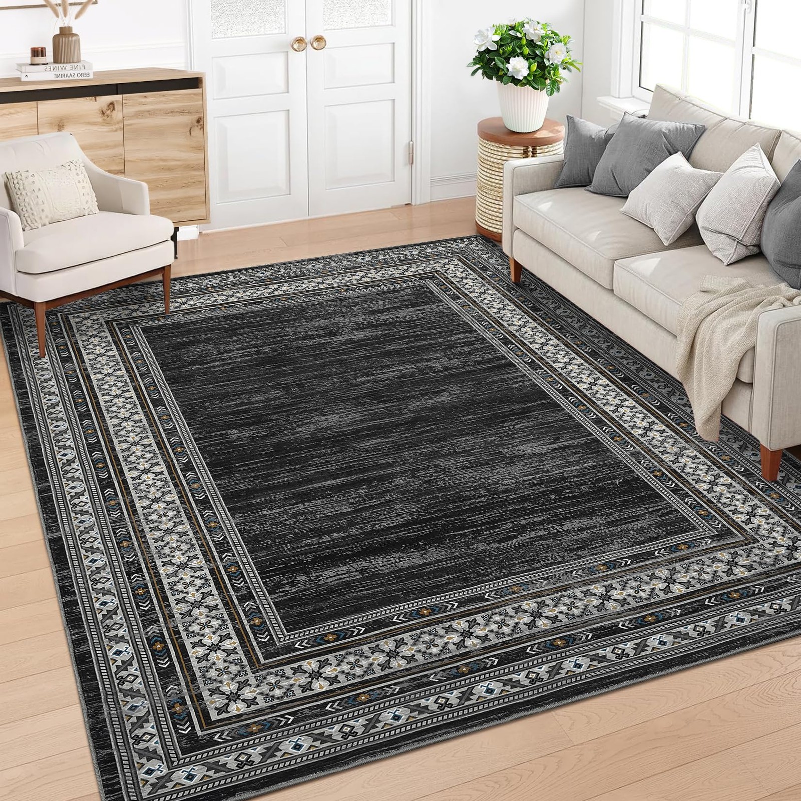 🍂Modern 9x12ft Area Rugs for Living Room, Washable Bedroom Rug Accent Carpet
