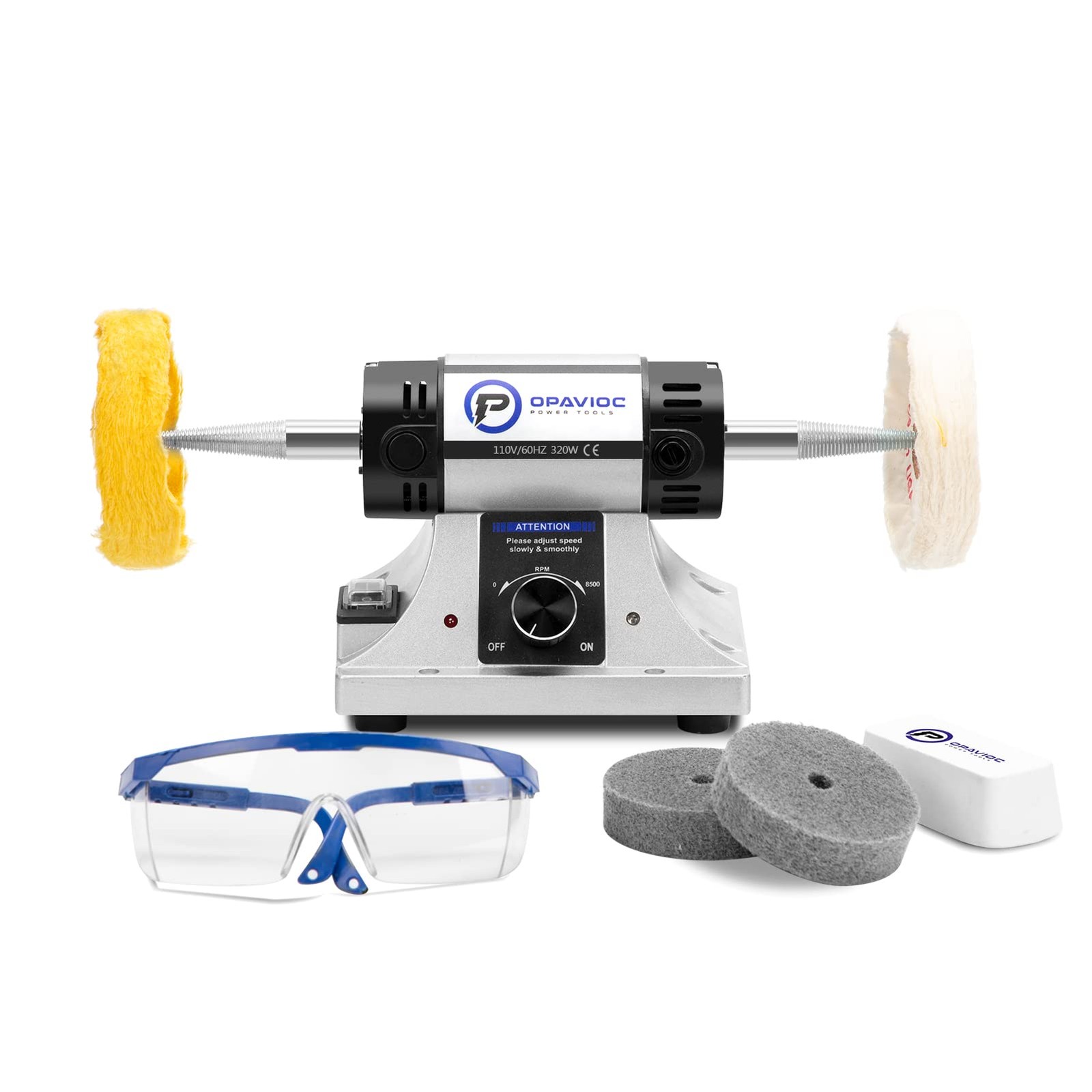 OPAVIOC Jewelry Polisher - Adjustable Variable Speed Bench Grinder Polishing