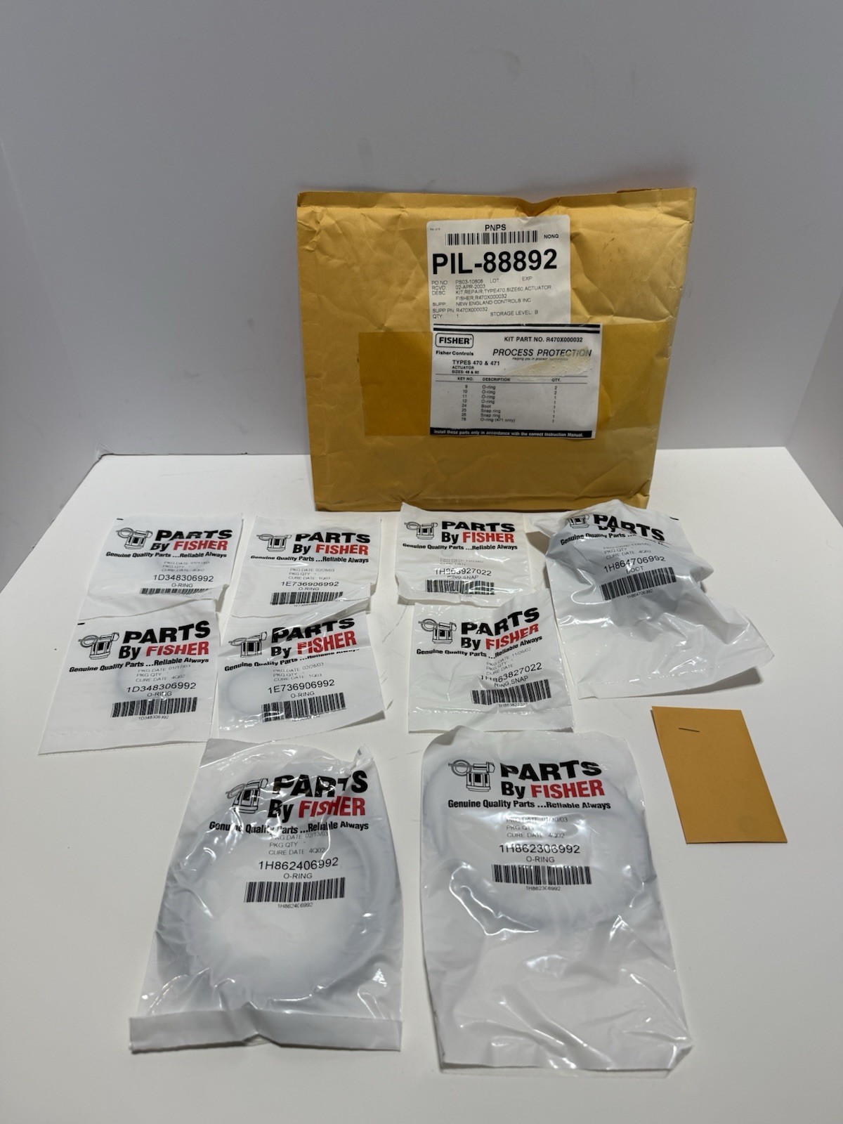 FISHER R470X000032 Repair Kit For Type 470 And 471 Actuator Sizes 46 And 80 NEW