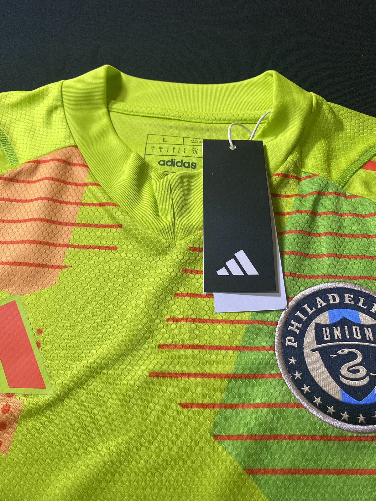 Adidas Philadelphia Union Goalkeeper Jersey 2024 Men\'s Size Large Neon Green MLS