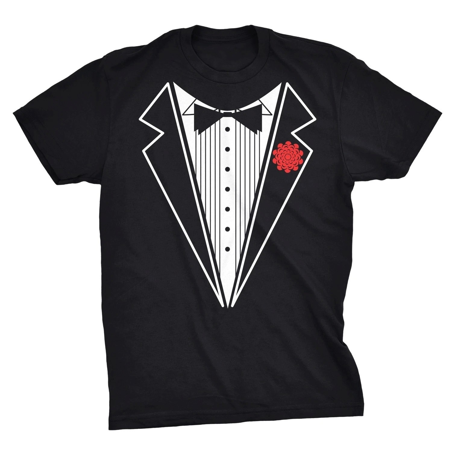 Black Tuxedo T Shirt Funny Lazy Wedding Fake Suit Fancy Marriage Tee Sizes S-5XL