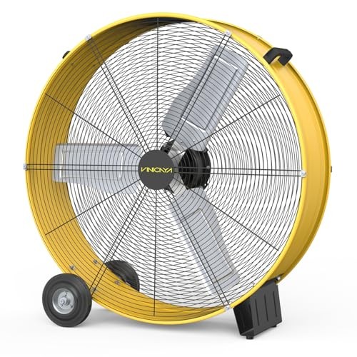 BLACK/YELLOW - VINICAYA 30 INCH HIGH VELOCITY FLOOR FAN, 3-SPEED HEAVY DUTY