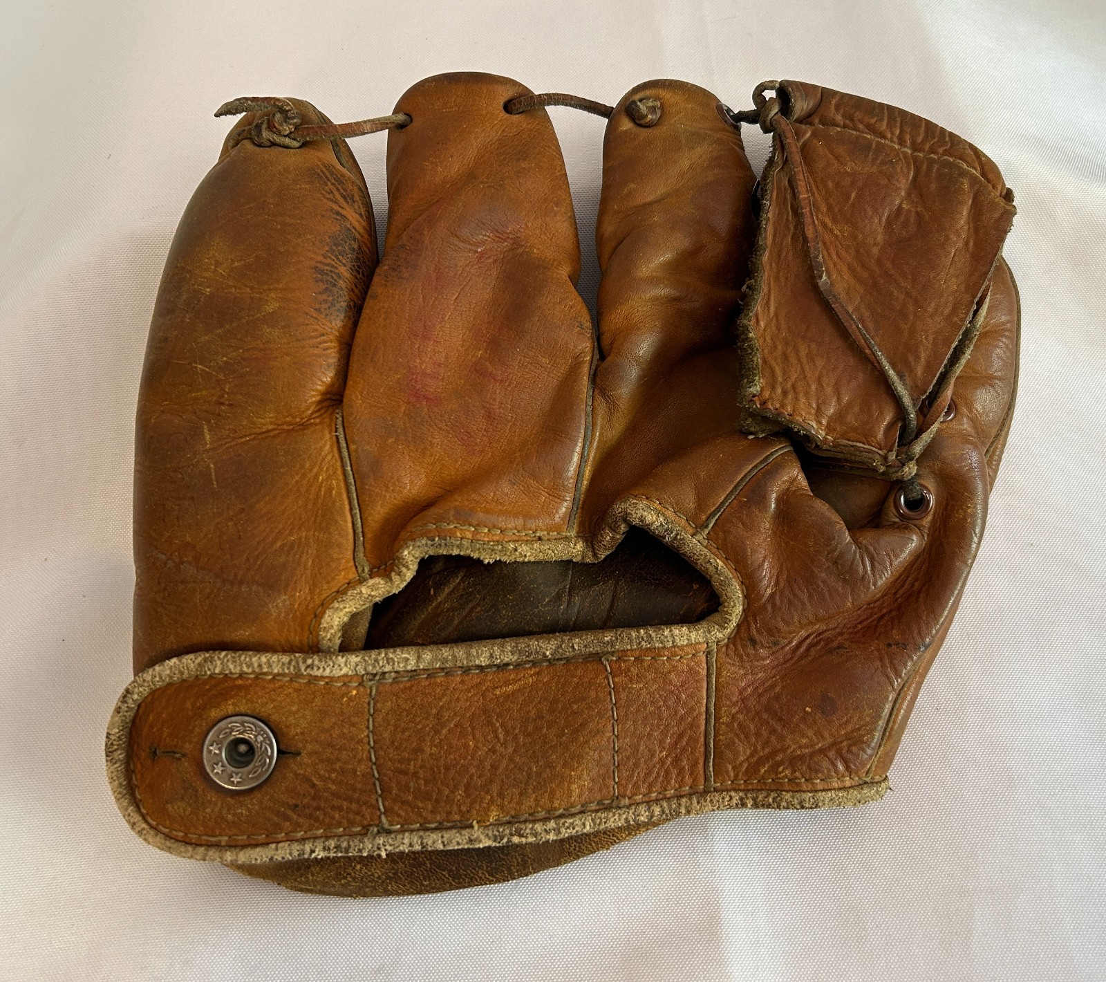 Vintage Nokona Ray Moore J111 Leather Split Finger Baseball Glove Supple 1950s