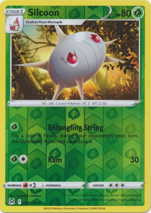 Reverse Holo Silcoon 007/196 Lost Origin Uncommon Pokemon TCG