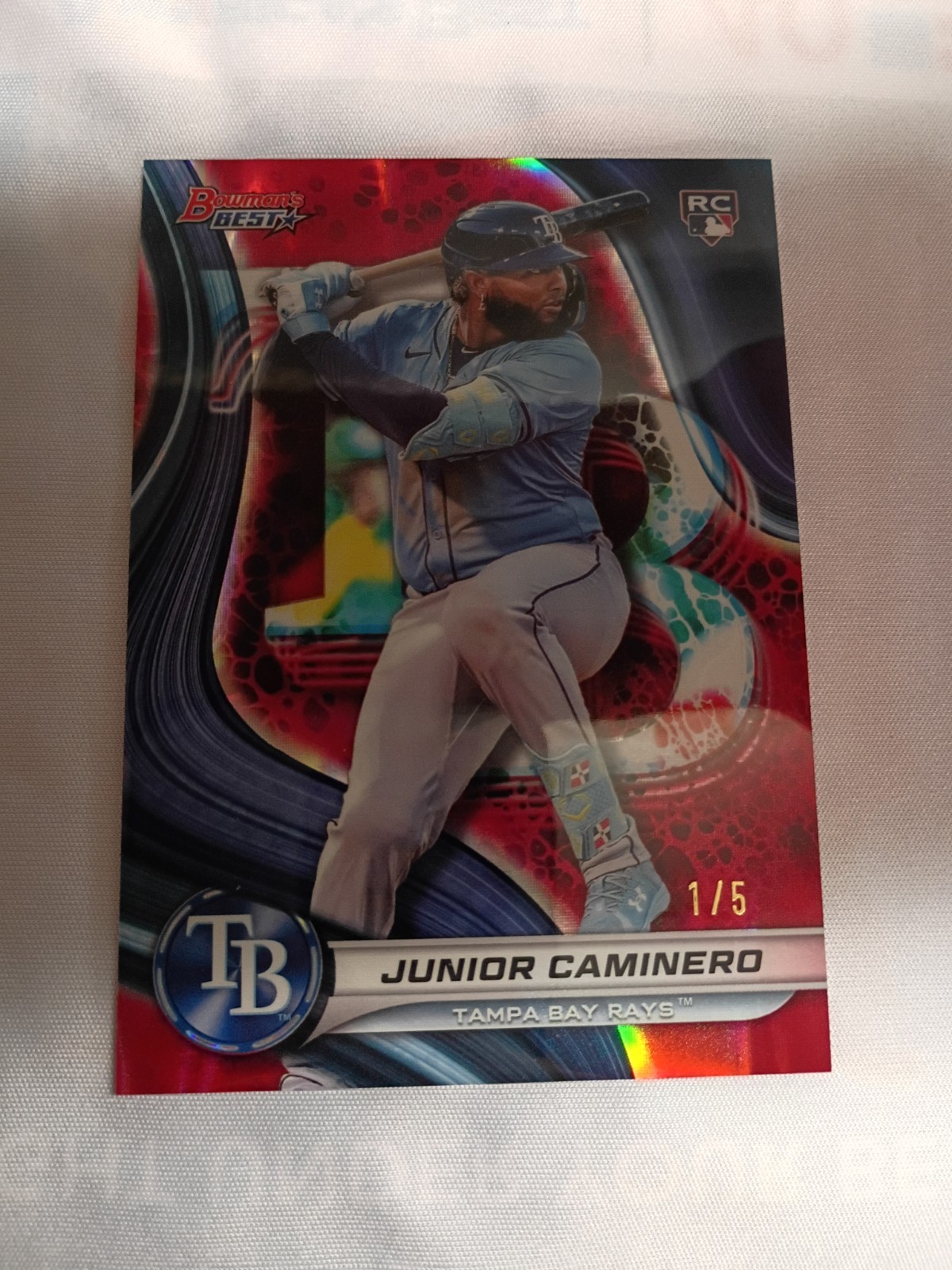 2024 Bowman\'s Best Junior Caminero #62 Red Lava Refractor /5 (RC) Tamp Bay Rays