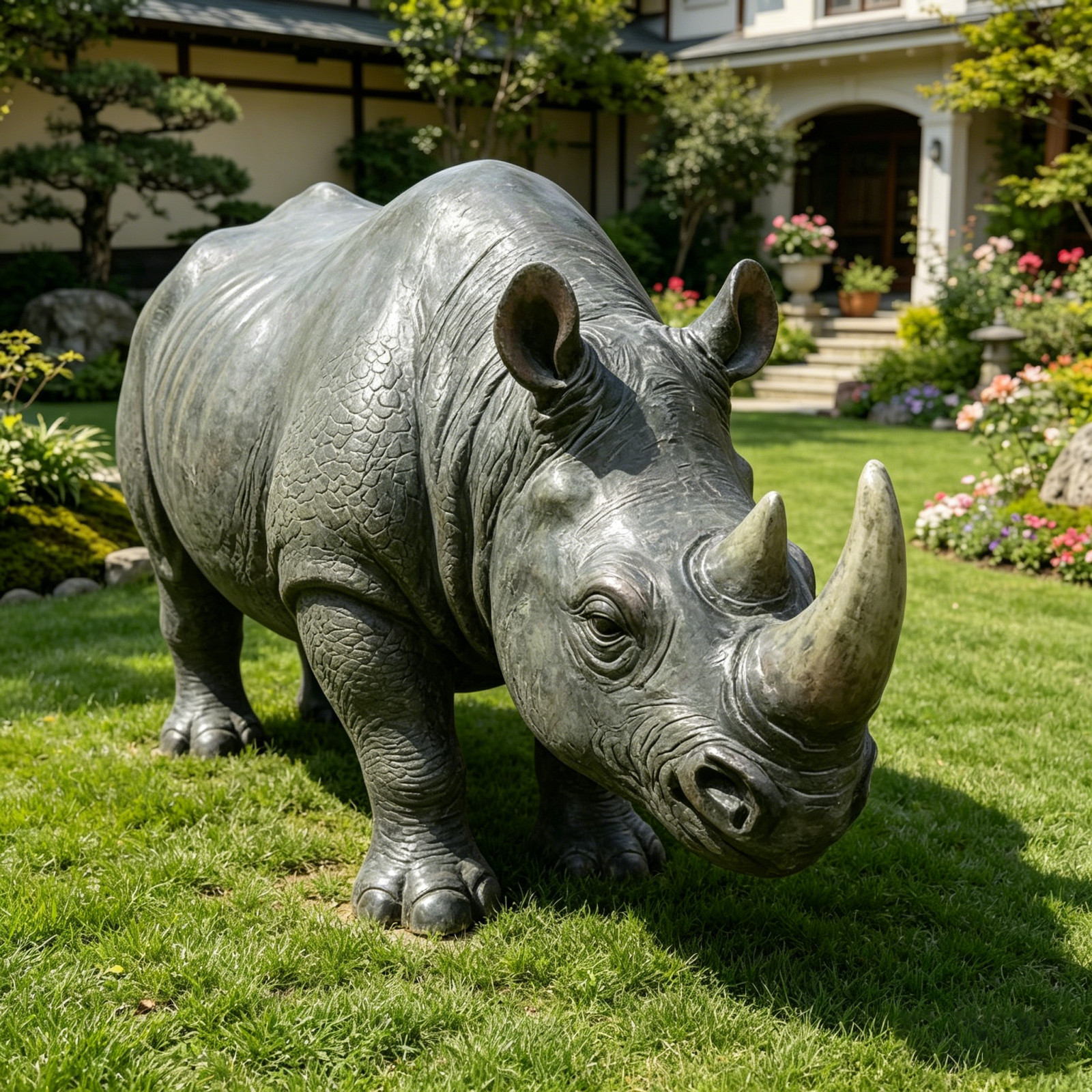 Large Realistic Rhinoceros Garden Statue, 27.5\ Large Realistic Rhinoceros Garden Statue, 27.5\