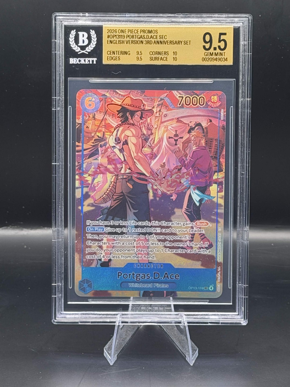Portgas D. Ace (OP13-119)(English Version 3rd Anniversary Set) One Piece BGS 9.5 Portgas D. Ace (OP13-119)(English Version 3rd Anniversary Set) One Piece BGS 9.5