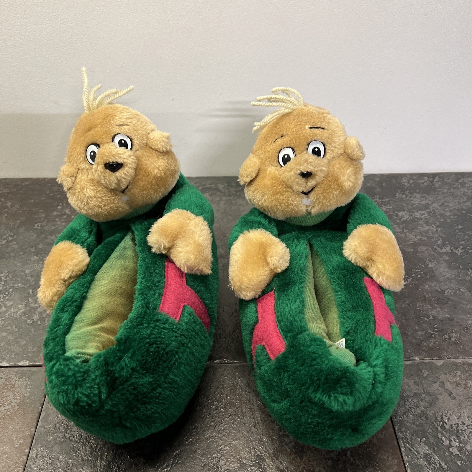 Vtg 1984 Alvin And The Chipmunks Slippers Simon Adult Small 5/6 1984
