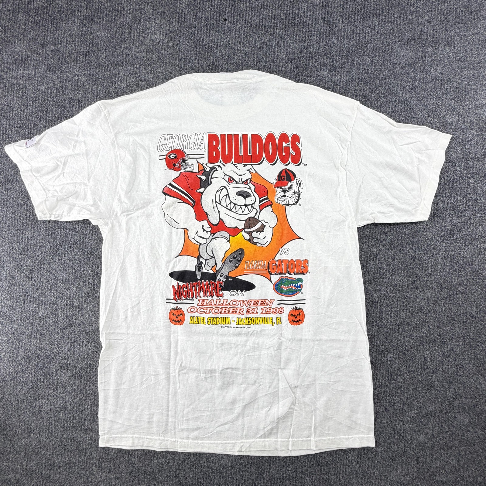 Vtg 1998 Georgia Bulldogs Nightmare on Halloween T-shirt Gators C Bailey #4 Auto