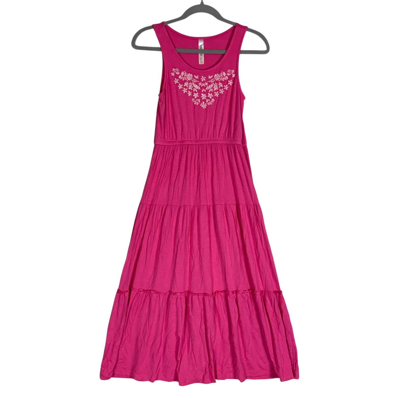 Cherokee Dress Girls 10-12 Pink Floral Maxi Sleeveless Scoop Neck Jersey Casual