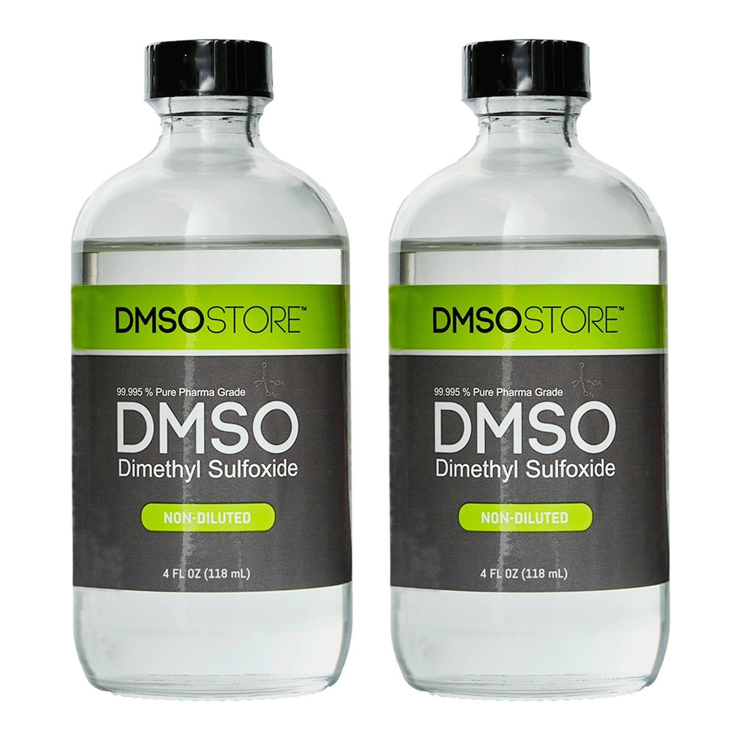 DMSO 4 oz. Glass 2 Bottle Non-diluted 99.995% USP Low Odor Pharma Grade Liquid