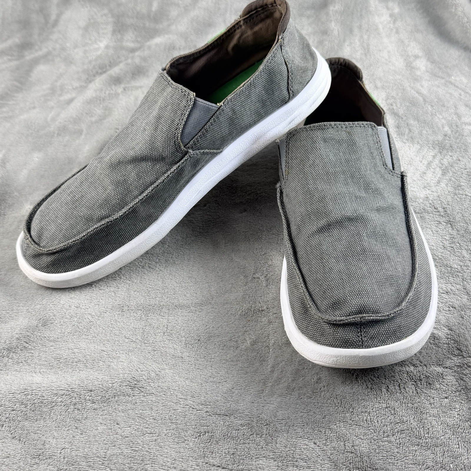 Sanuk Men\'s Hi Five Gray Canvas Slip-On Casual Shoes US 9.5 EU 42.5 UK 8.5. 