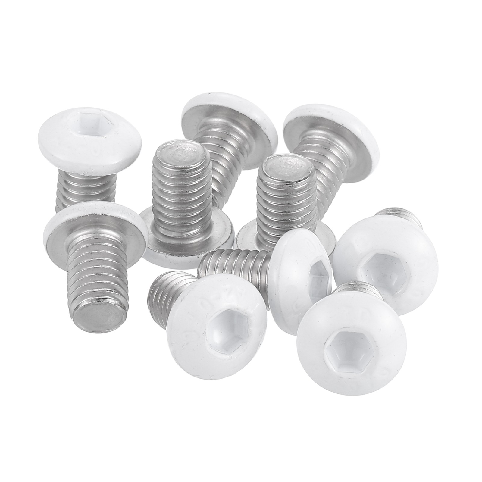 10Pcs M8-1.25 x 12mm Button Head Socket Cap Screw Machine Screw White