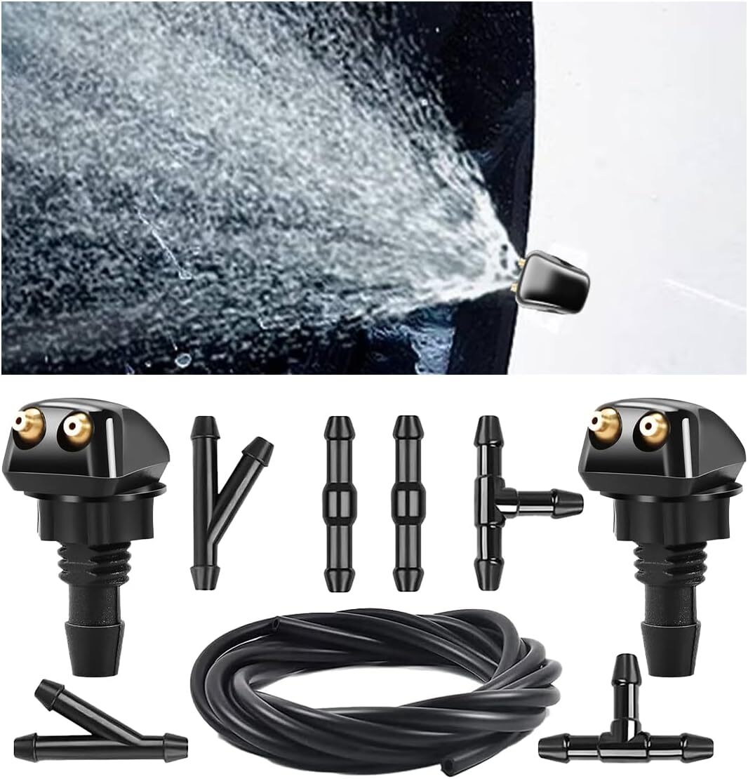Car Front Windshield Washer Nozzles, Washer Nozzle Kit Car Double-hole Wiper..