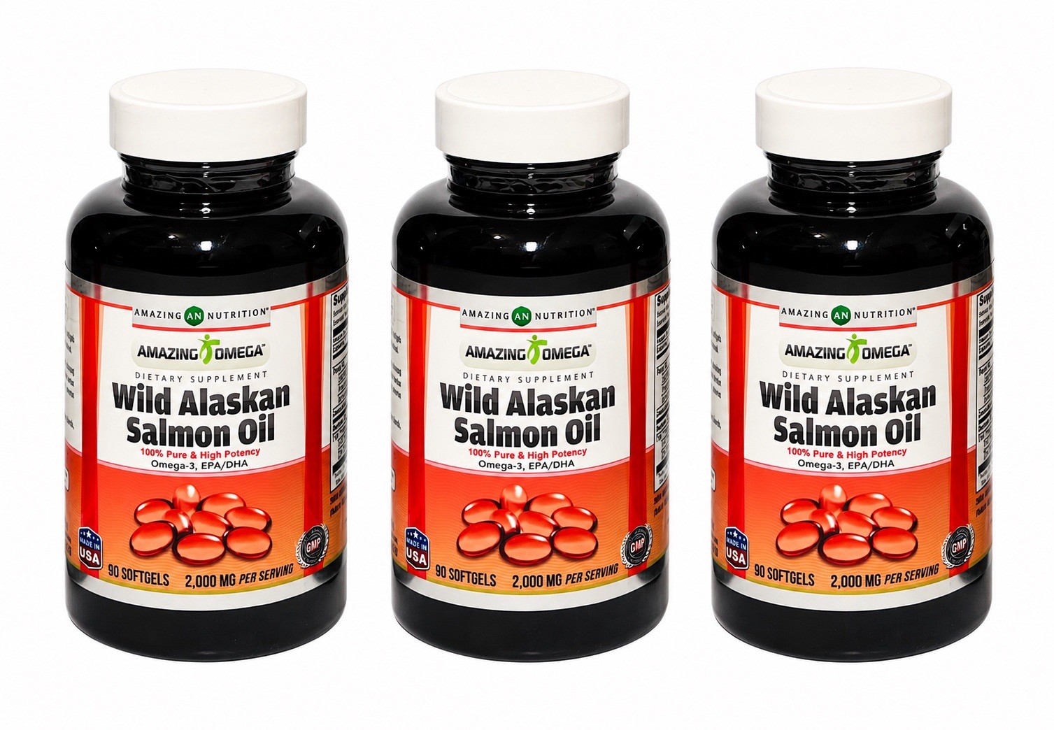 Wild Alaskan Salmón Oil 2000mg 3 PACK 270 Softgels Omega3 EPA DHA Usa