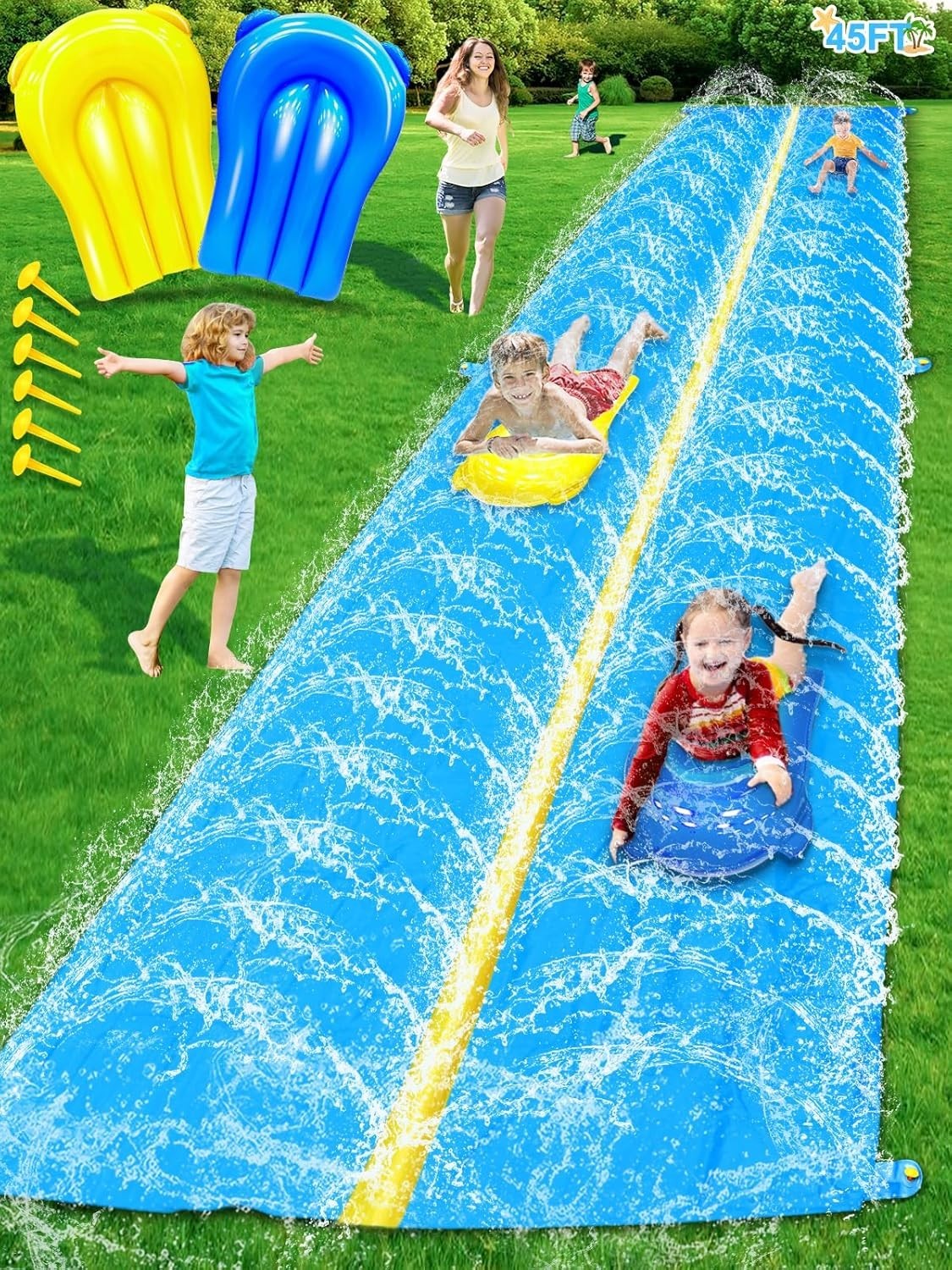 50FT Extra Long Slip Lawn Water Slide for Kids Adults, XXXL Giant Heavy Duty Out 50FT Extra Long Slip Lawn Water Slide for Kids Adults, XXXL Giant Heavy Duty Out