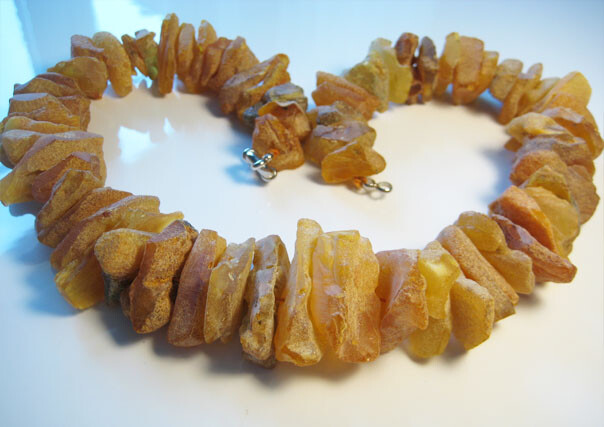 Raw Massive Genuine Unpolished Baltic Amber Necklace 105 g. 