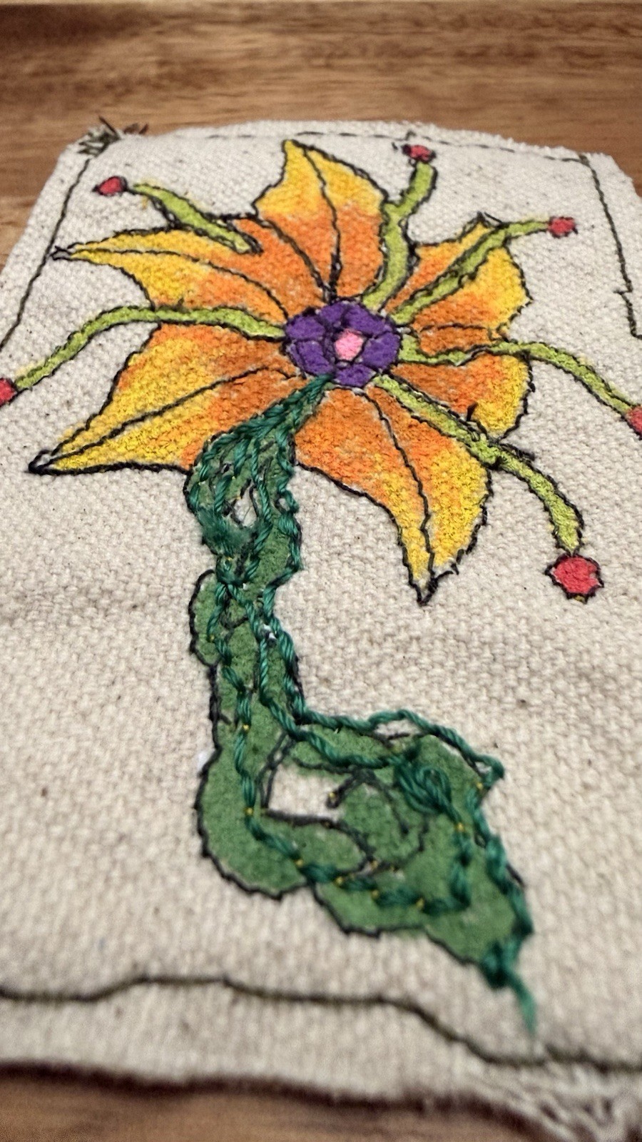 ACEO - OG-0001 Healing Bloom Original  Hand Stitched Textile Art OOAK Fantasy