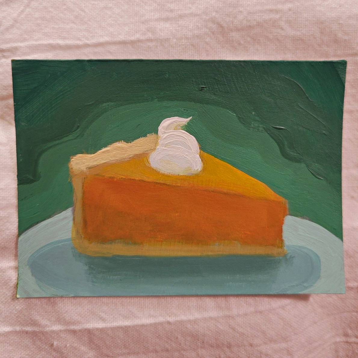 ACEO Pumpkin Pie Painting Hand-Painted Autumn Themed Art Card - Gift or Collect 