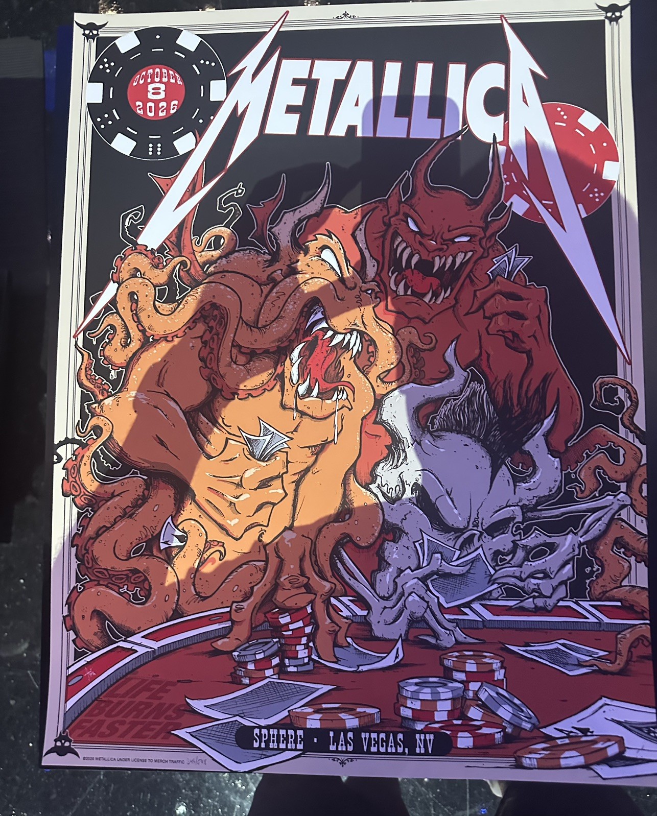 METALLICA Sphere Poster Las Vegas Event Oct 10/8 Squindo Print LED Numbered 346