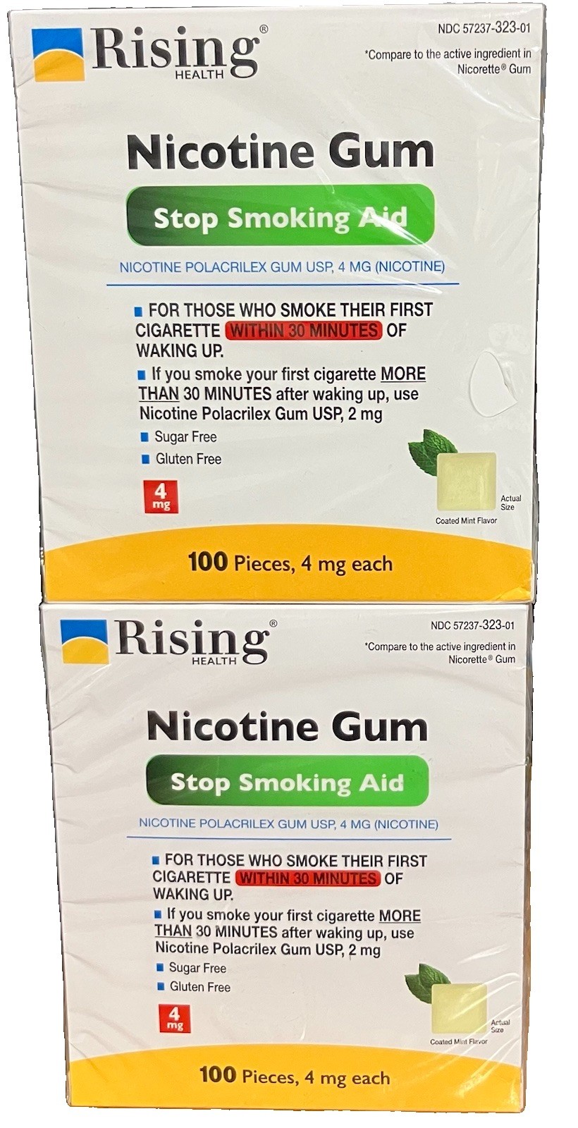 Rising Health Nicotine Gum Coated Mint Flavor~4MG~200 CT~Exp 10/27+~$37.48~FR SH