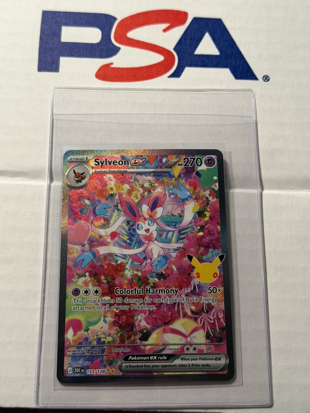 Pokémon TCG Sylveon ex 153/128 SIR 30th Celebration NM/M Pokémon TCG Sylveon ex 153/128 SIR 30th Celebration NM/M