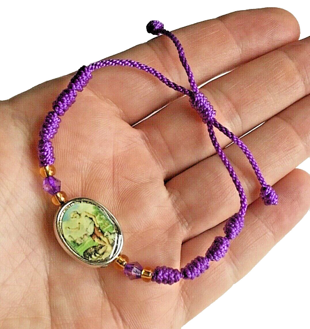 Pulsera de San Lazaro,  Saint Lazarus Babalu Aye Purple Healing Bracelet