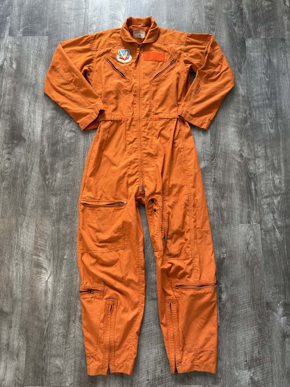 Vietnam War Era US Indian Orange CWU-28/P Flight Suit Size 40L Patched Coverall