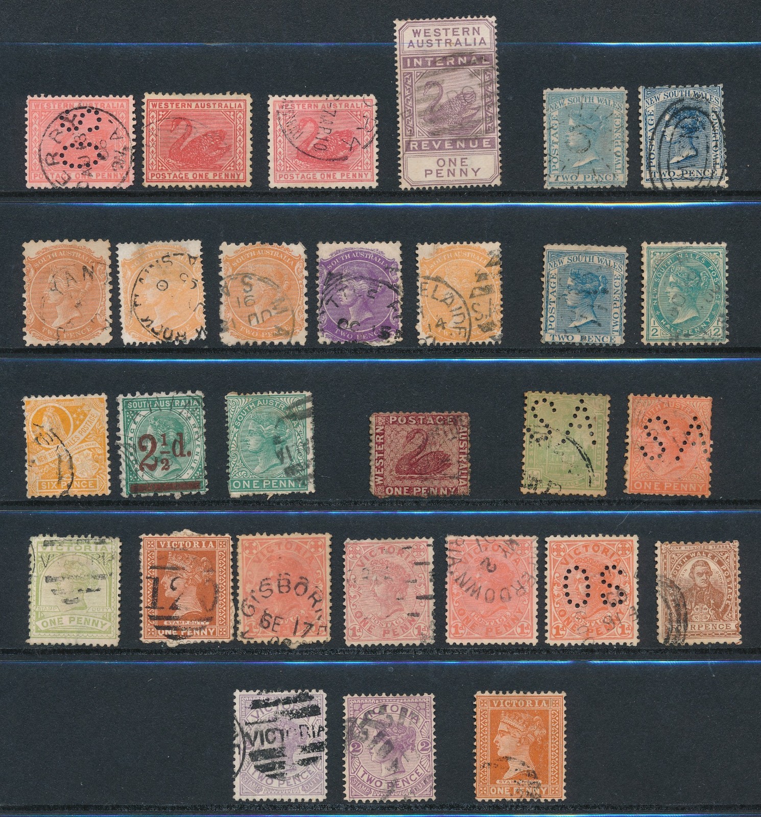 AUSTRALIAN STATES: WESTERN & SOUTHERN AUSTRALIA, NSW, VICTORIA, USED; SCV $80+