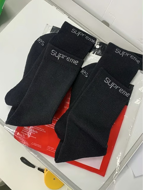BEST SALE - Supreme Hanes Crew Socks Black 4 Pack Mens Size 6-12 Cotton New