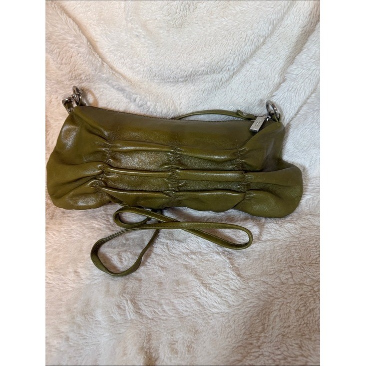 Hobo International Olive Green Ruched Leather Crossbody Bag Boho Indie Y2K Moss