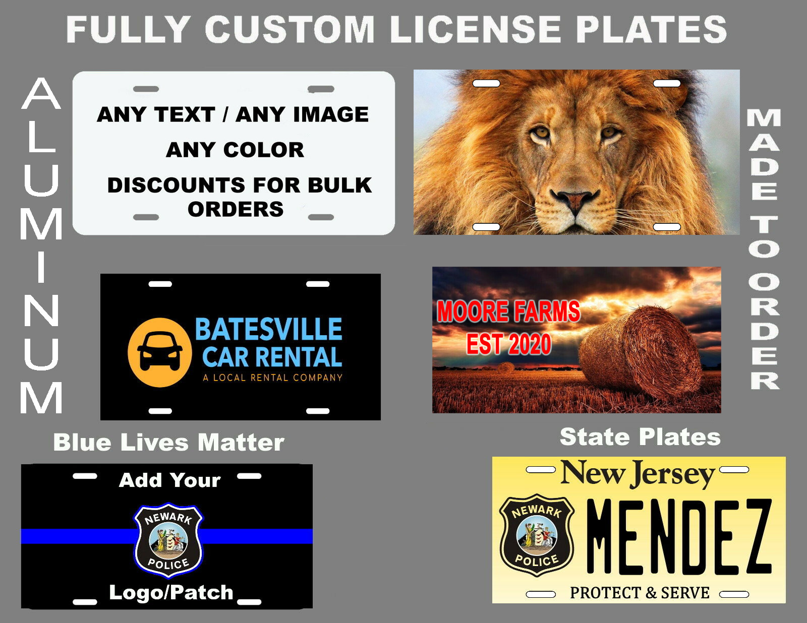 Personalized Custom License Plate Add your own Text or Picture