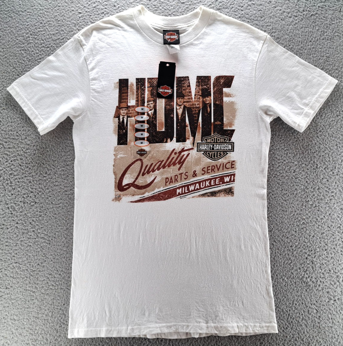 Harley Davidson Shirt Mens Medium White Bourbon Street Moto Biker HDMC 2015 NWT