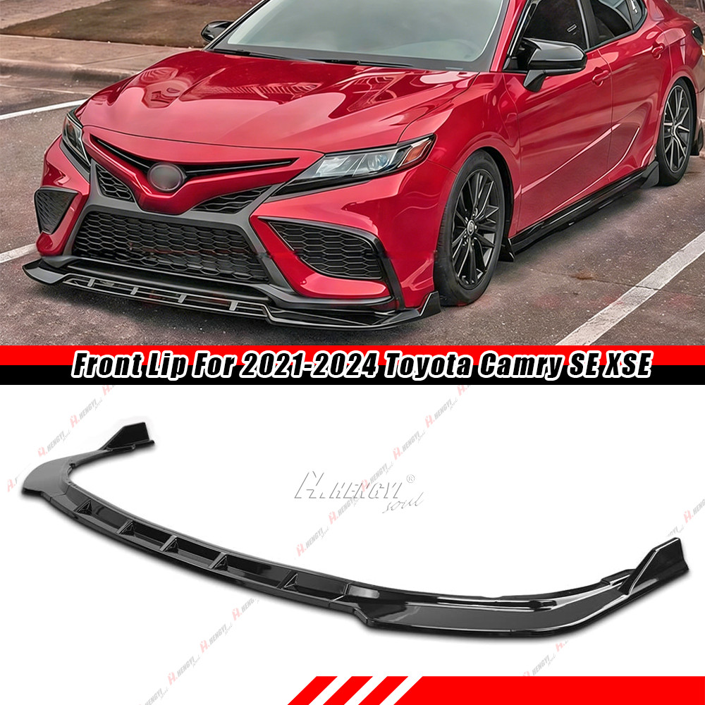 For 2021-2024 Toyota Camry SE XSE Front Bumper Lip Splitter Spoiler Gloss Black
