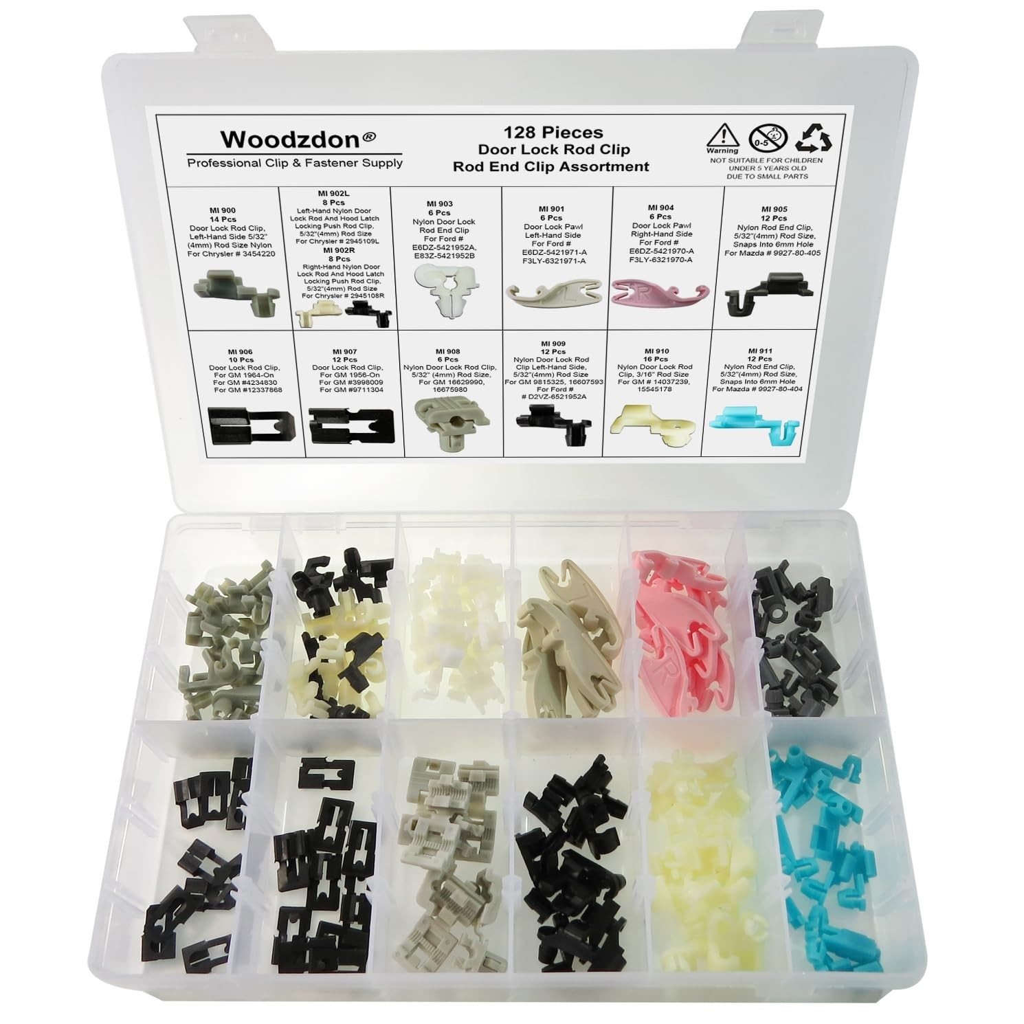 128 Pcs Door Lock Rod Clips & Tailgate Handle Retainers for GM Trucks & Pickups