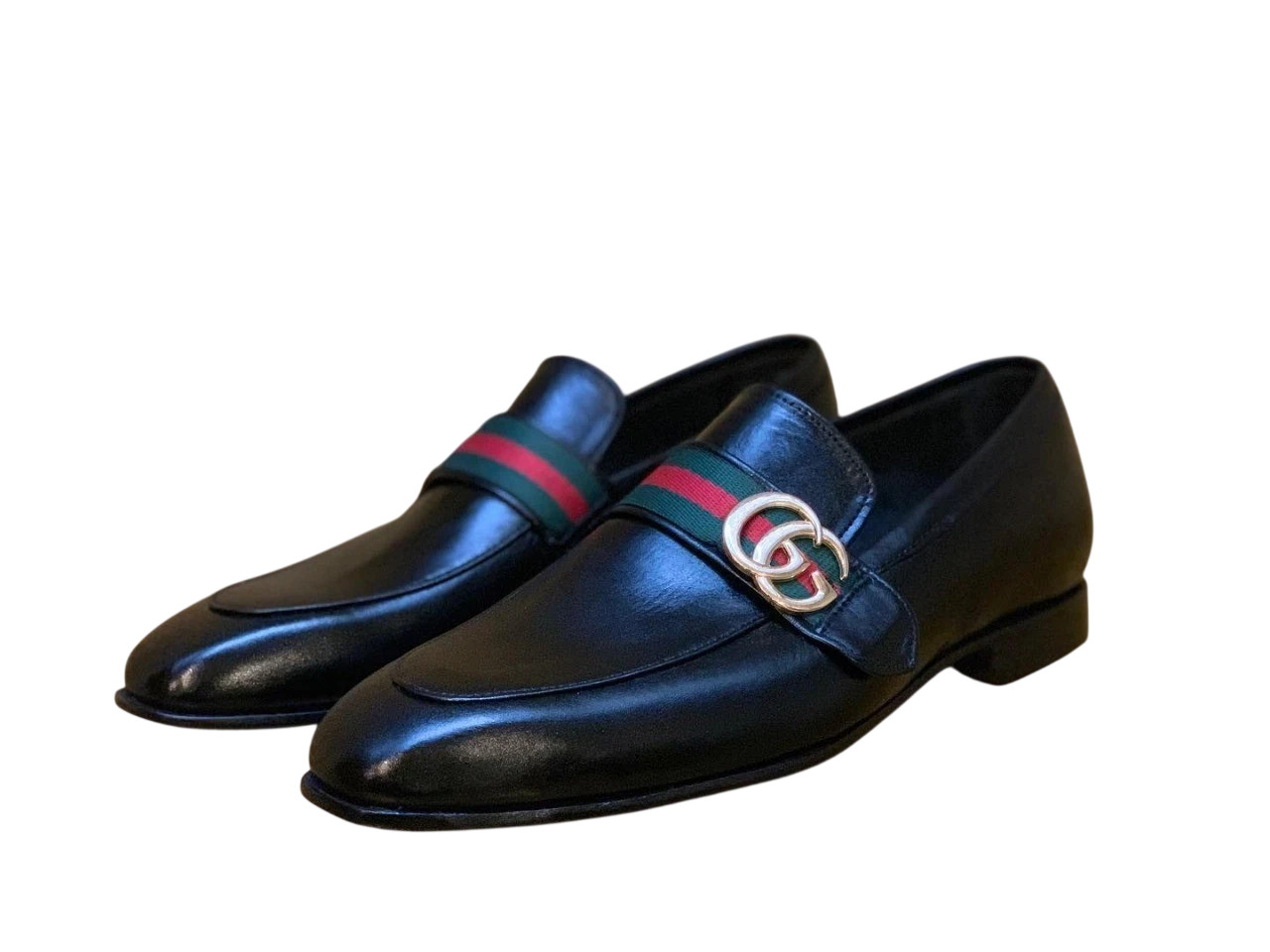 Handmade Black Genuine Leather Loafers Dress Office Slip On Formal Shoes For Men