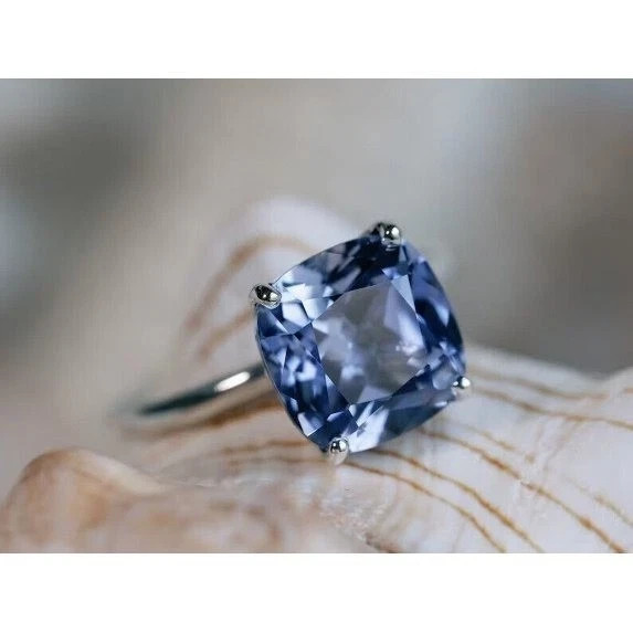 3.00Ct Cushion Cut Natural Tanzanite Gemstone 14K White gold Luxurious Ring