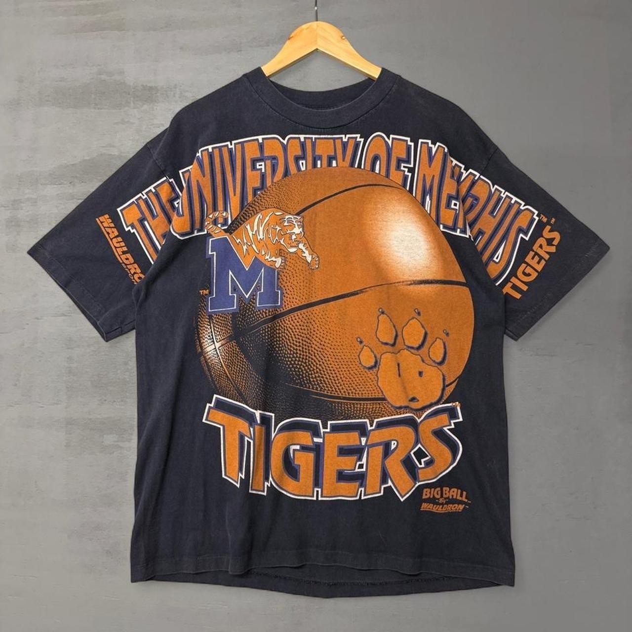 Vintage Wauldron University of Memphis State Tigers Shirt AOP Blue Big Ball XL