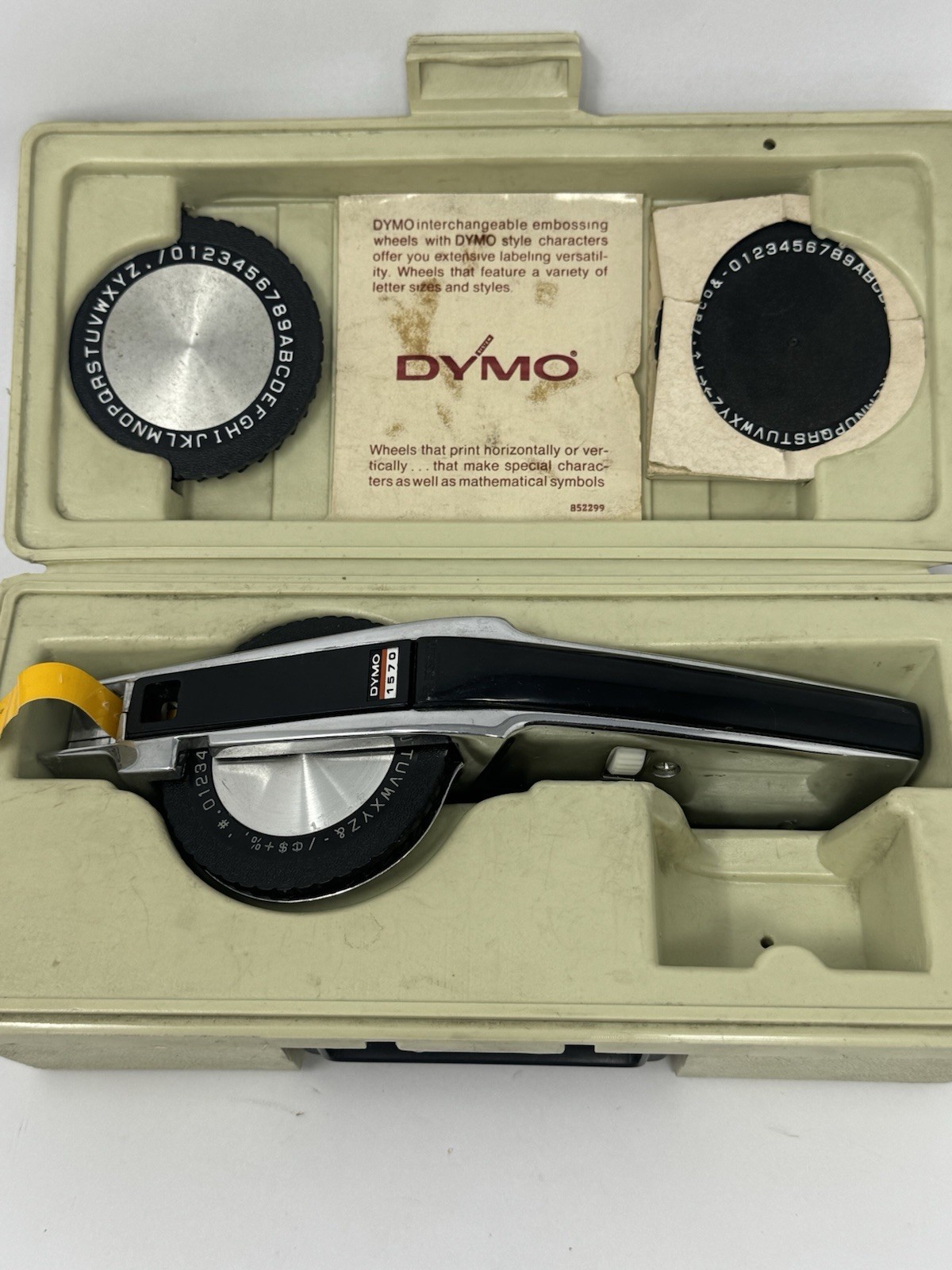Dymo 1570 Vintage Manual Chrome Label Maker with Case and 3 Wheels