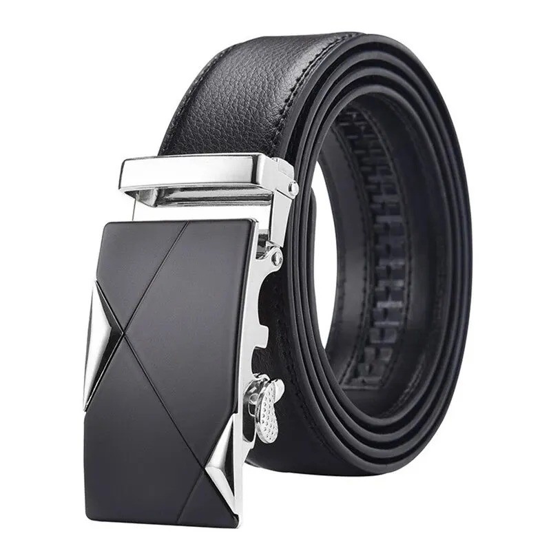 Genuine Leather Mens Ratchet Belt Belts For Men Adjustable Automatic Buckle