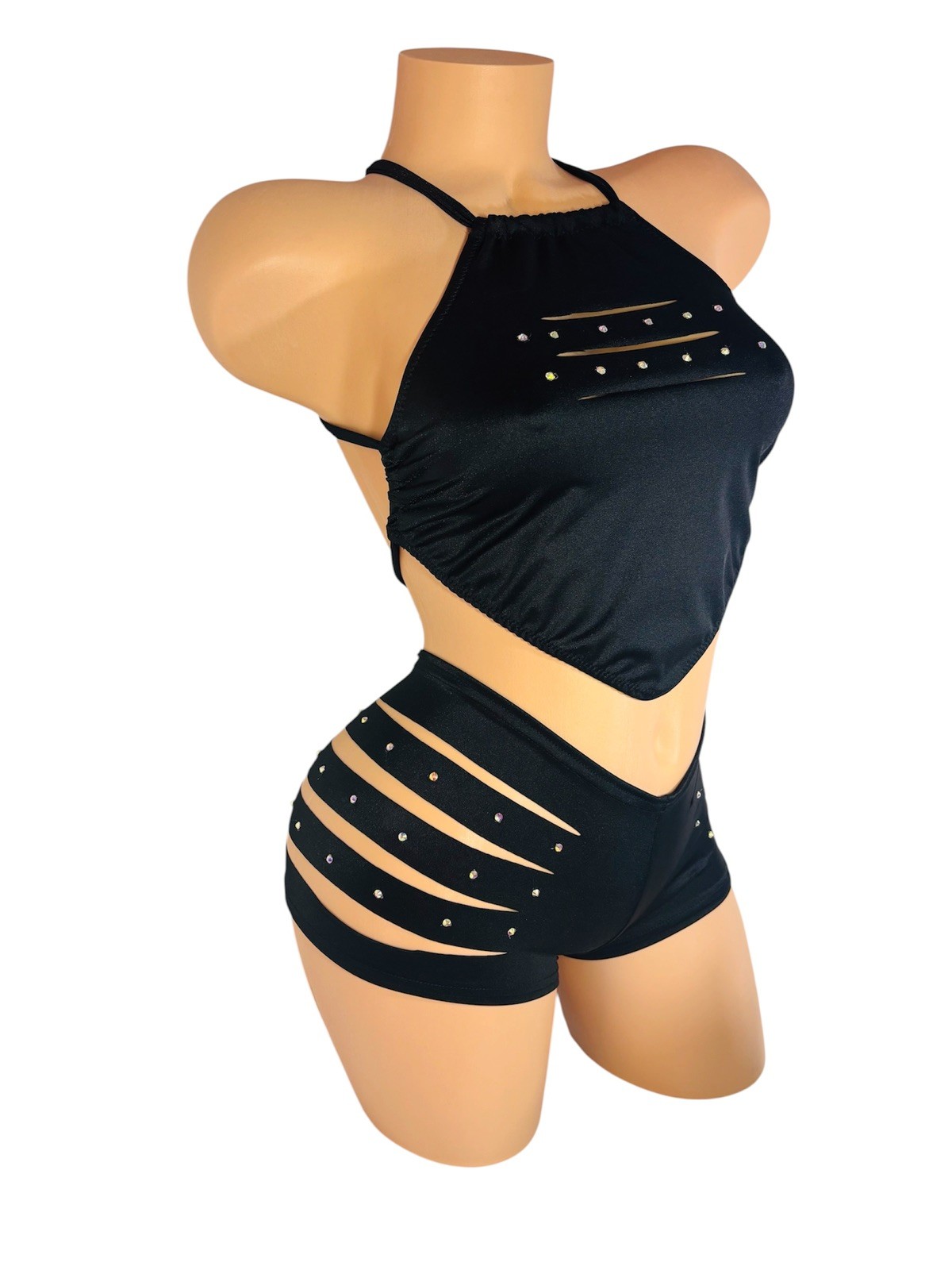Exotic Dancer Wear 2 Pieces Black