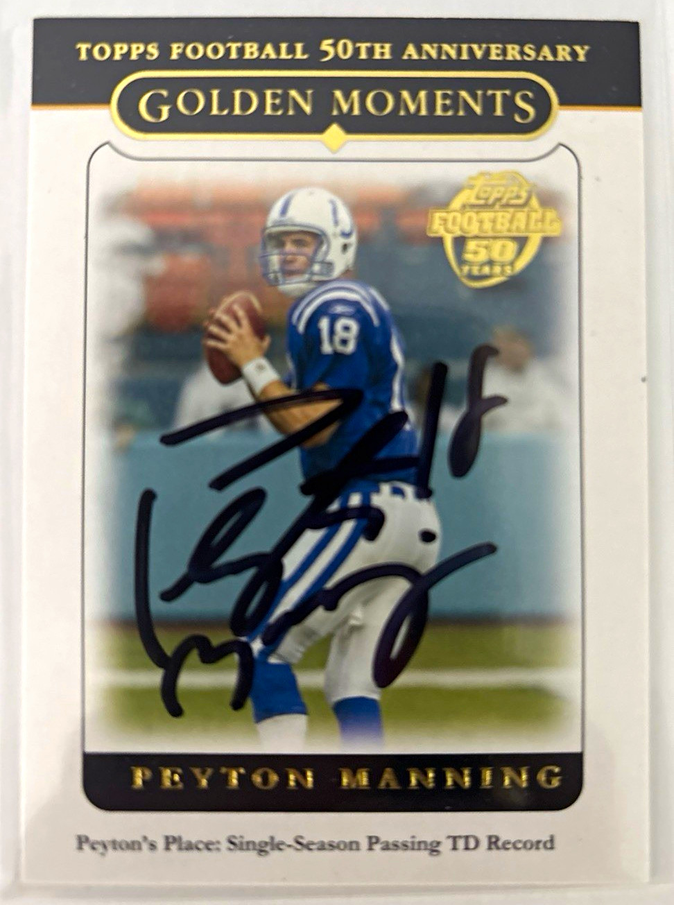 Topps 2005 Football 50th Anniversary Golden Moments Peyton Manning #327 Auto PSA Topps 2005 Football 50th Anniversary Golden Moments Peyton Manning #327 Auto PSA