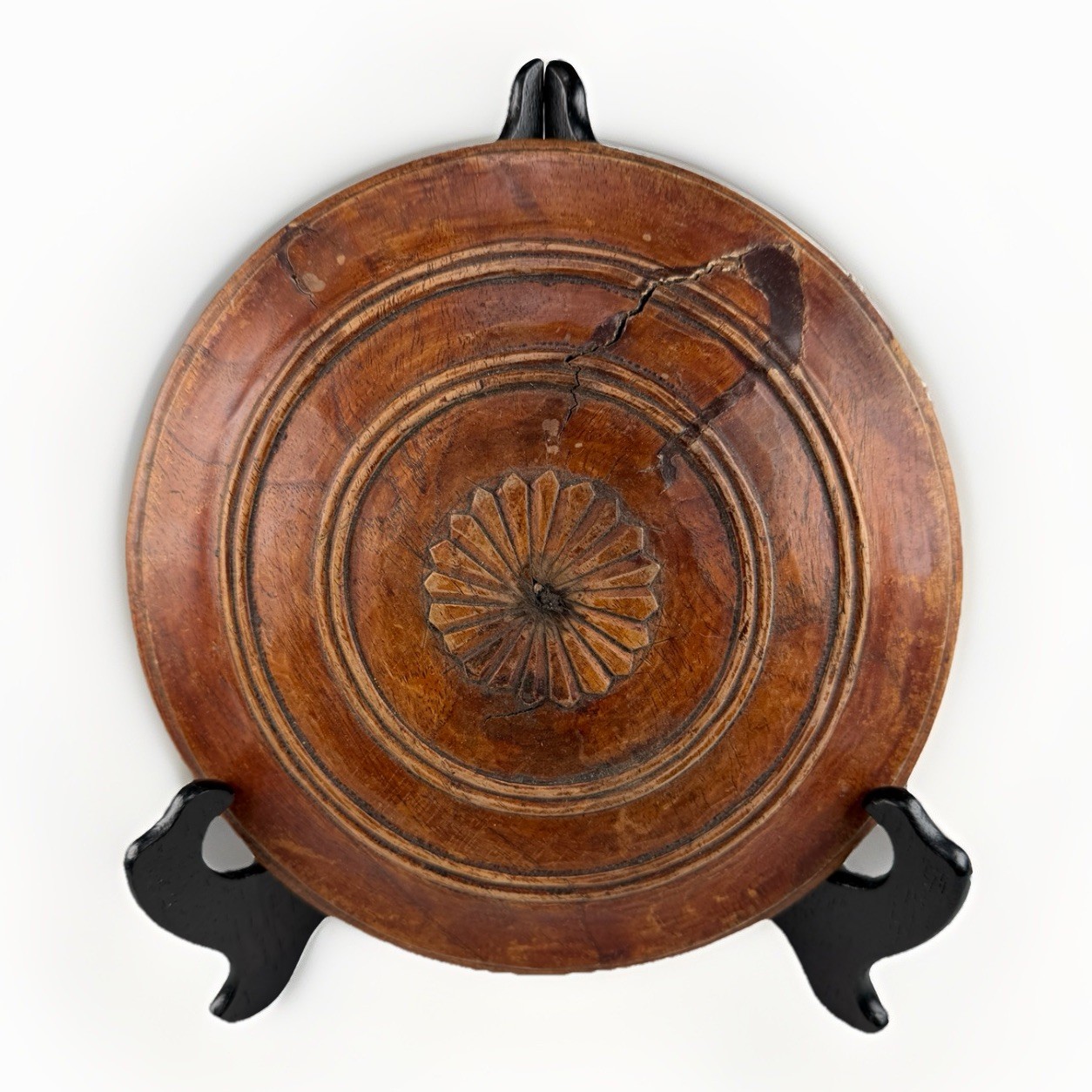 Antique European Handcarved Wooden 18 - 19 Century Lid Intricate Detail Folk Art
