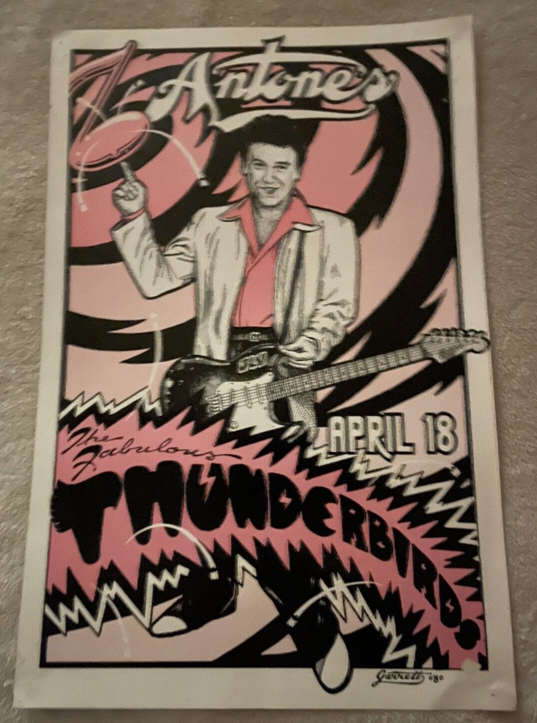 THE FABULOUS THUNDERBIRDS Concert Poster ANTONE\'S BLUES CLUB Austin TX 1980 DAZE