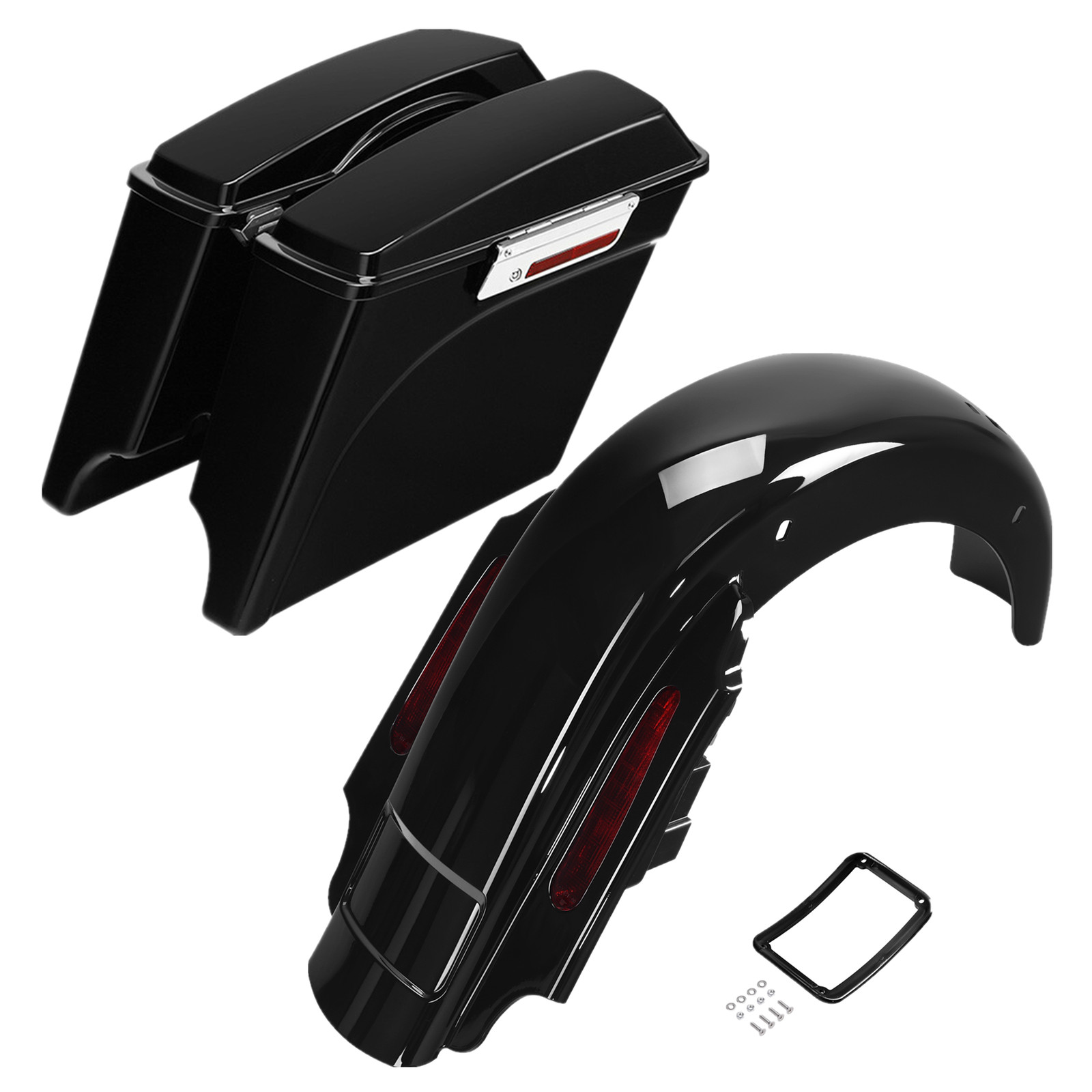 Stretched Hard Saddlebags LED Rear Fender System For Harley Electra Glide 93-08