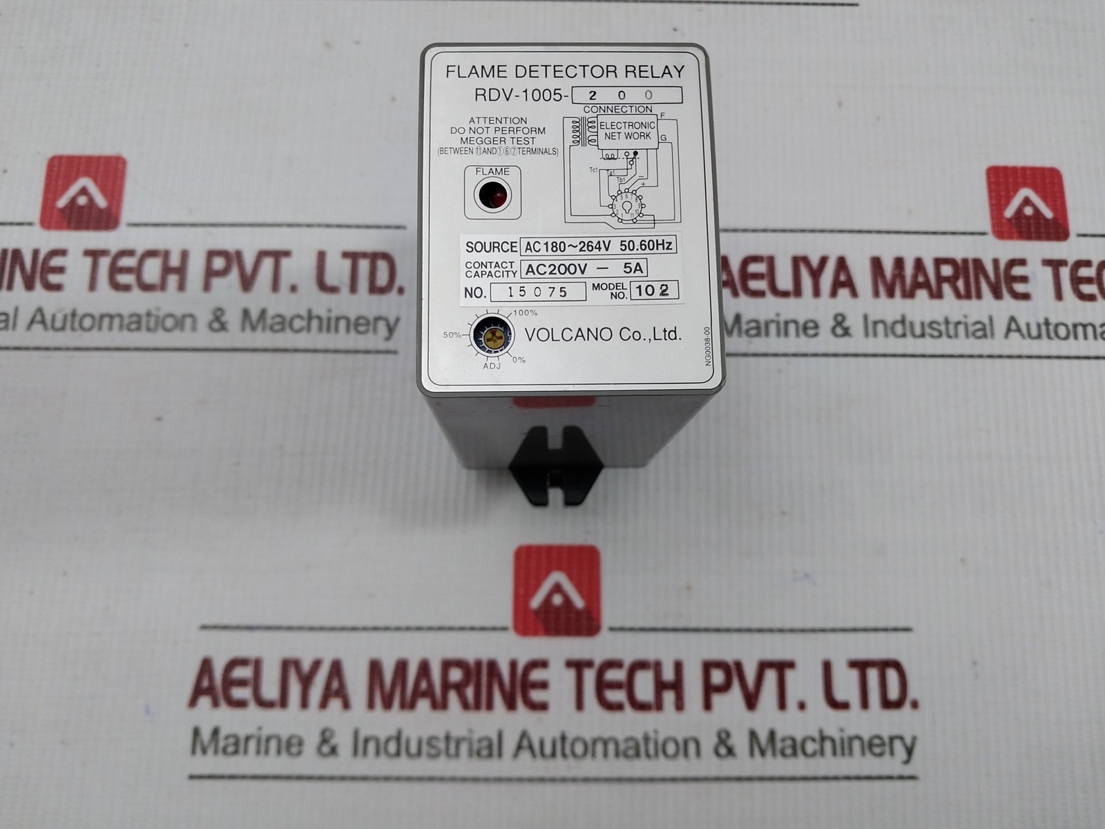 VOLCANO RDV-1005-200 Flame Detector Relay AC200V-5A MODEL-102