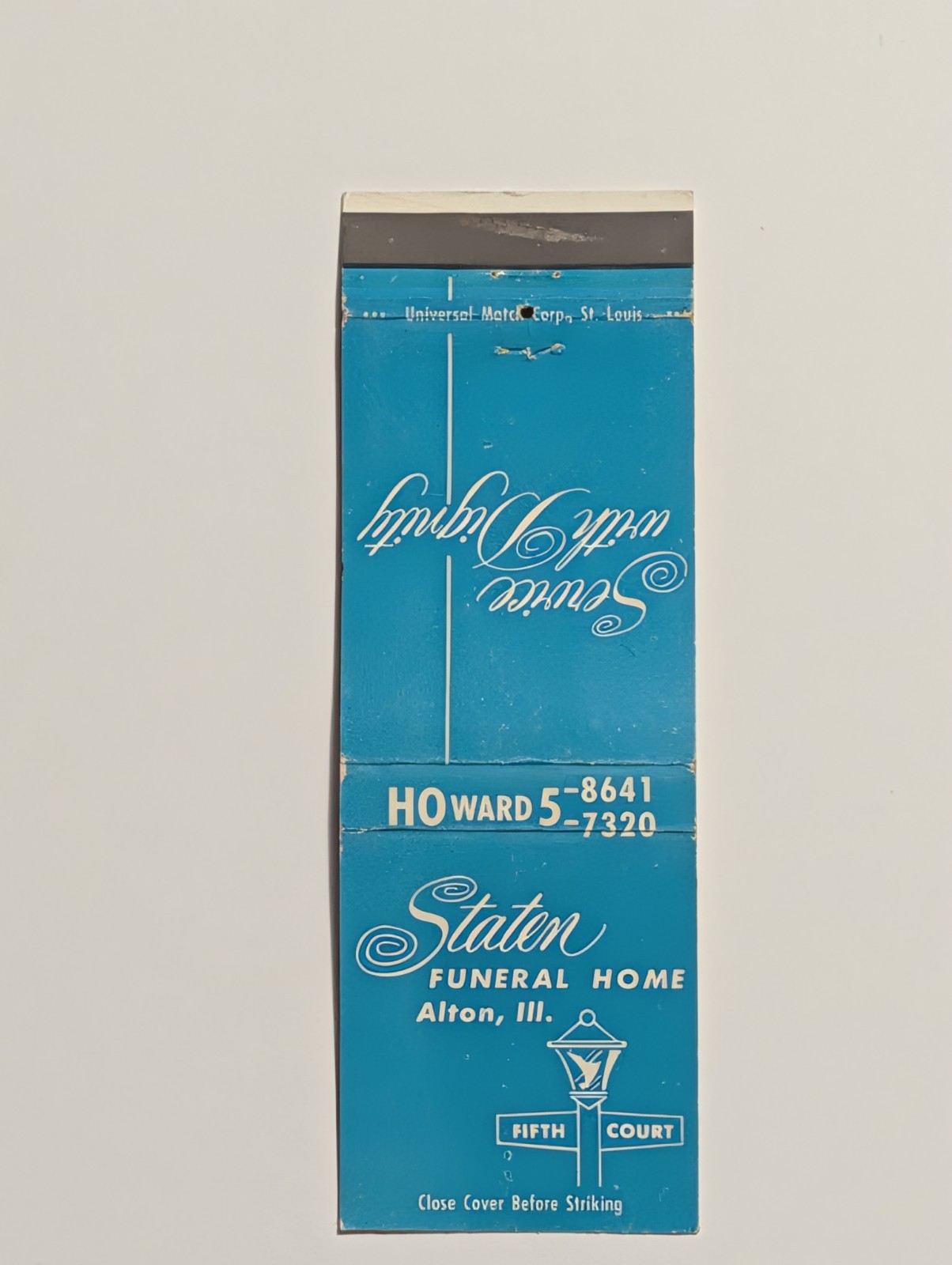vintage Staton Funeral home match cover Alton Illinois 